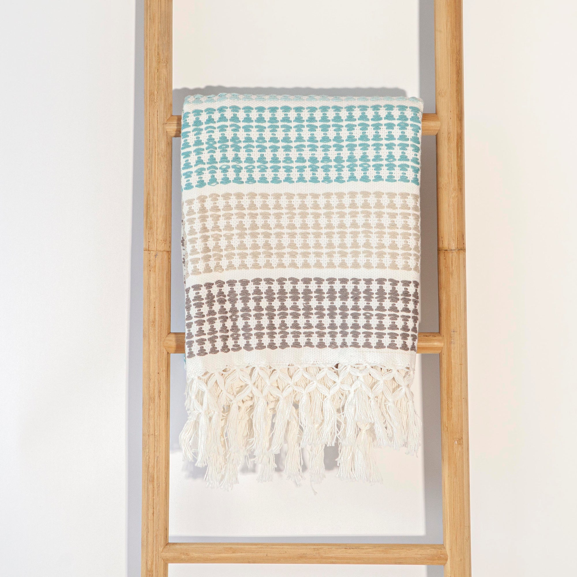 Diamond Print Blue, White, Grey