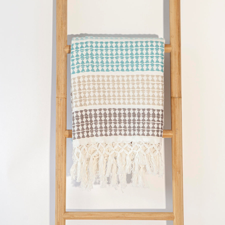 Diamond Print Blue, White, Grey