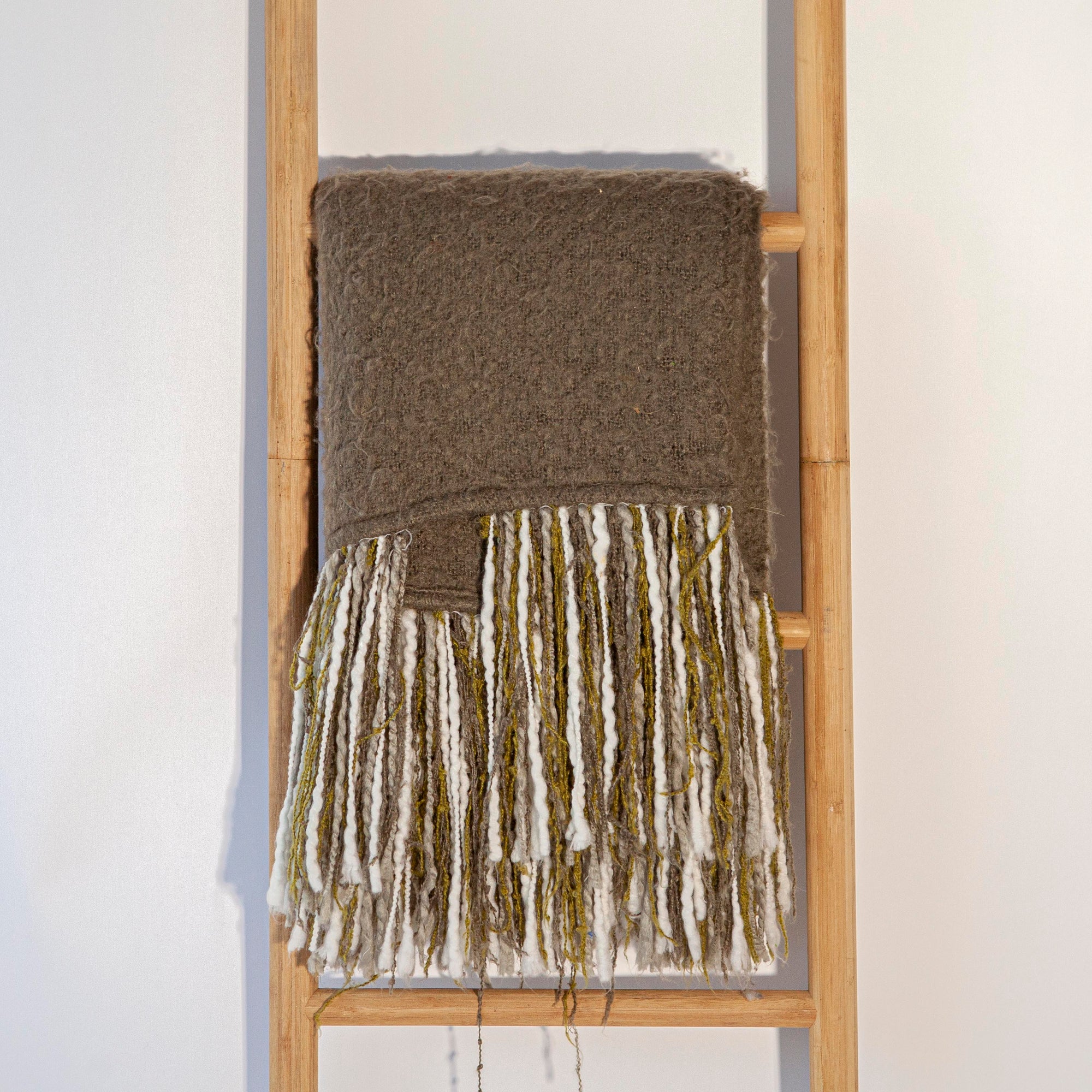 Grey Extra Long Fringe Green White