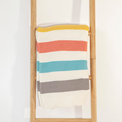 Knitted Pink, Blue, Yellow & Grey Striped