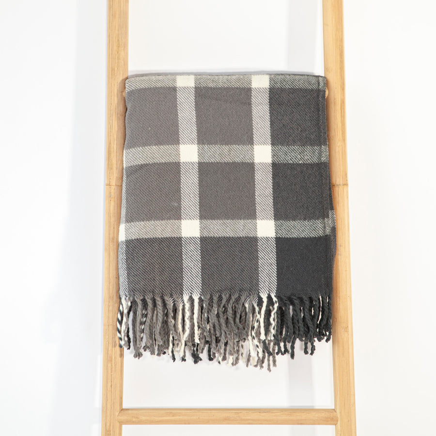 Grey & White Plaid Throw