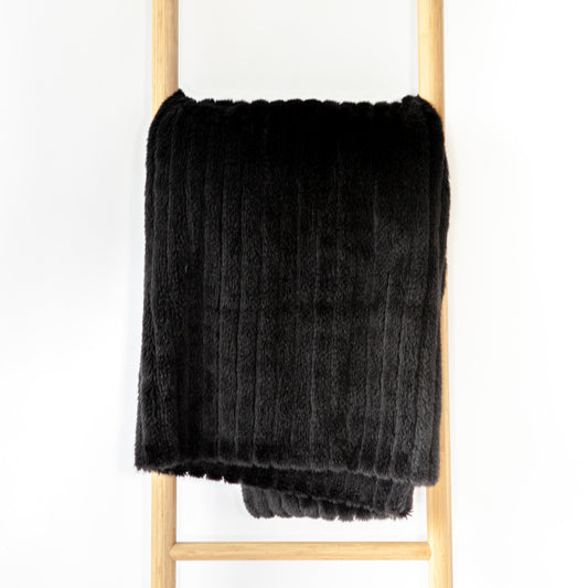 Black Faux Fur w/ Stripes