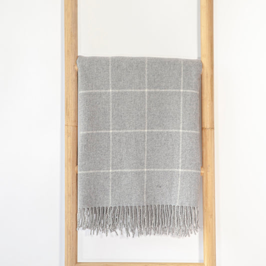 Grey and Cream Plaid Throw