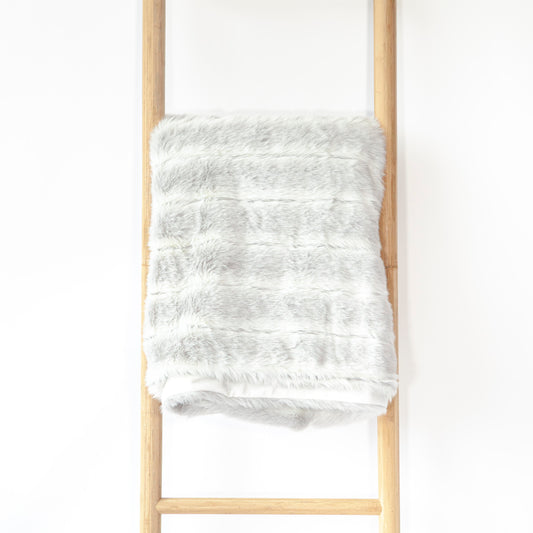 Faux Fur Grey & White Stripe