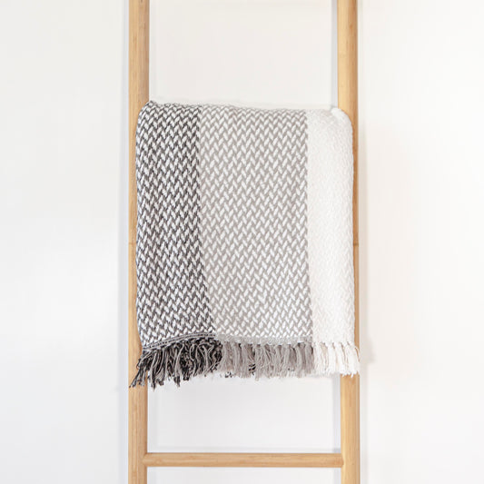 Queen Black, Grey, & White Stripe Herringbone