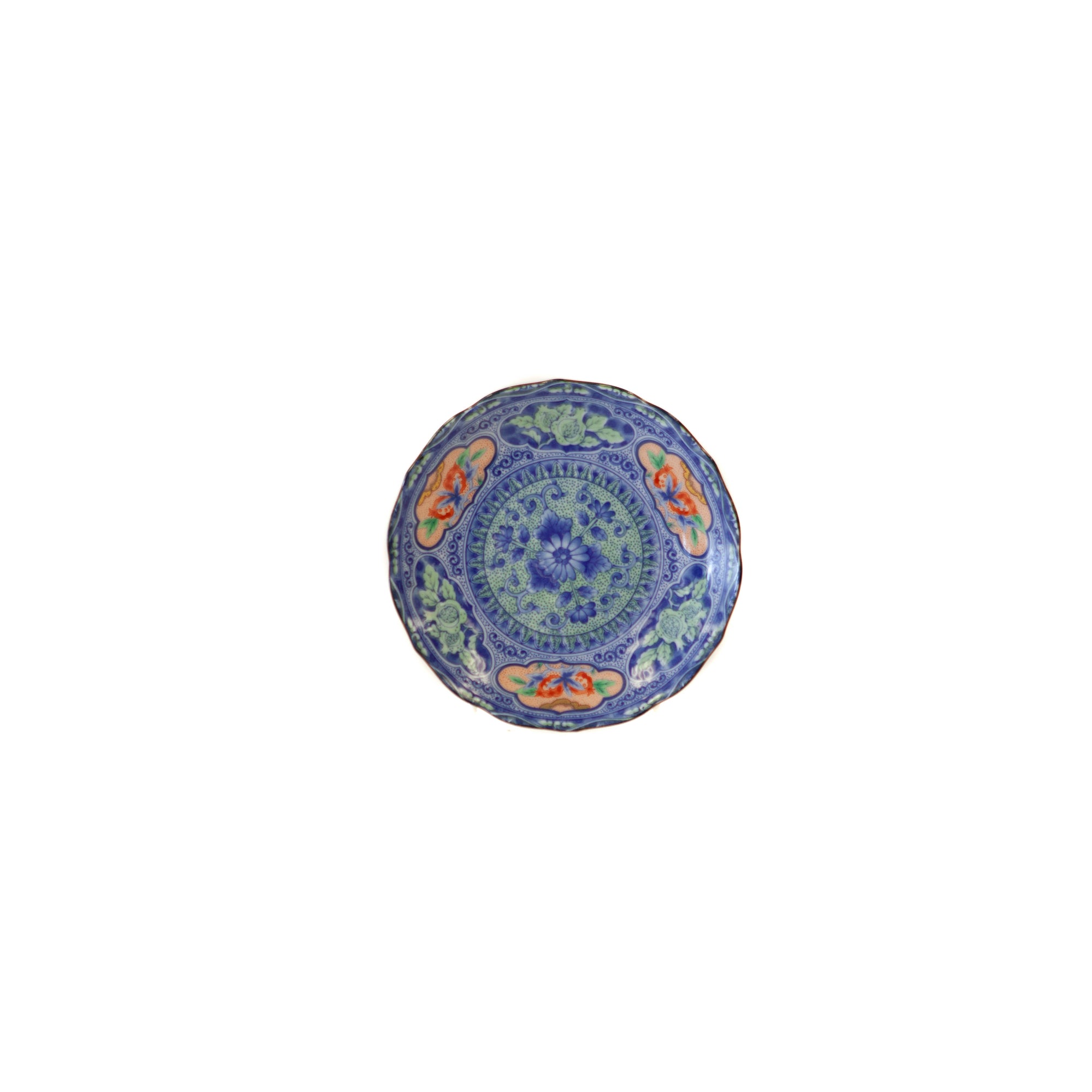 Plate - Blue, Green & Pink w/ Flowers