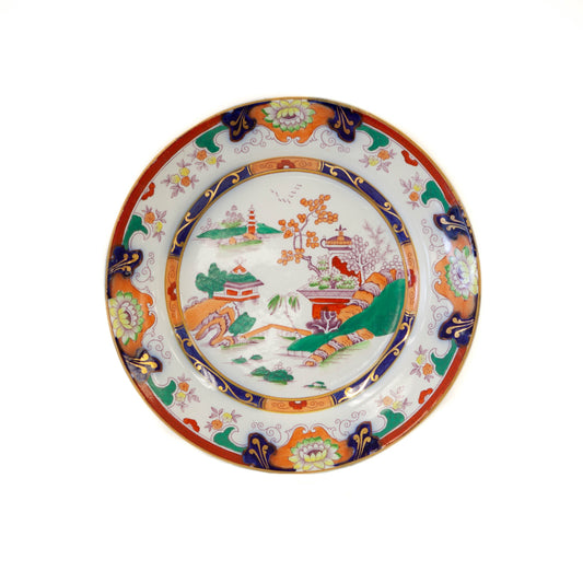 Plate - Small White w/ Green, Orange & Red Gildea & Walker