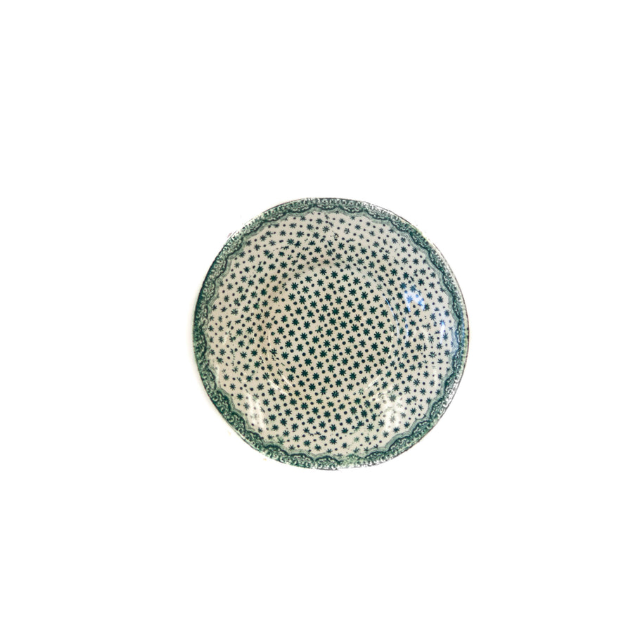 Plate - White w/ Green Pattern