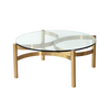 Coffee Table - Compass Round Glass Gold Legs