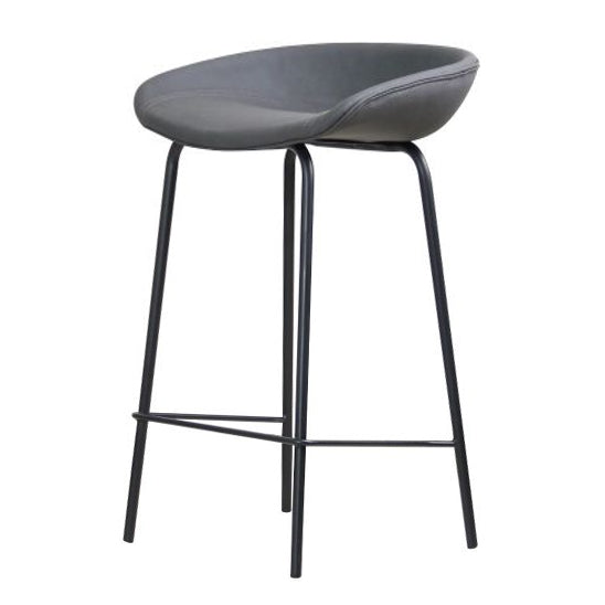 Counter Stool - Mitch Dark Grey Leatherette w/ Black Legs