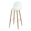 Bar Stool - White Leather w/ Wooden Legs