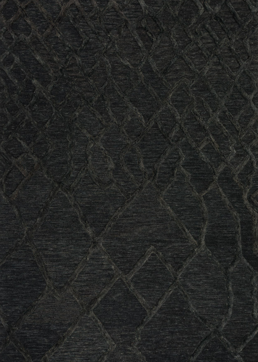 Black Rug w/Abstract Diamond Pattern