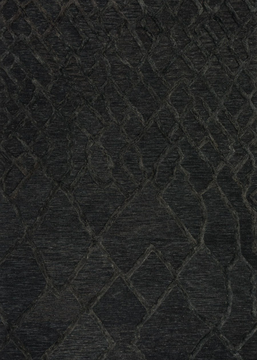 Black Rug w/Abstract Diamond Pattern