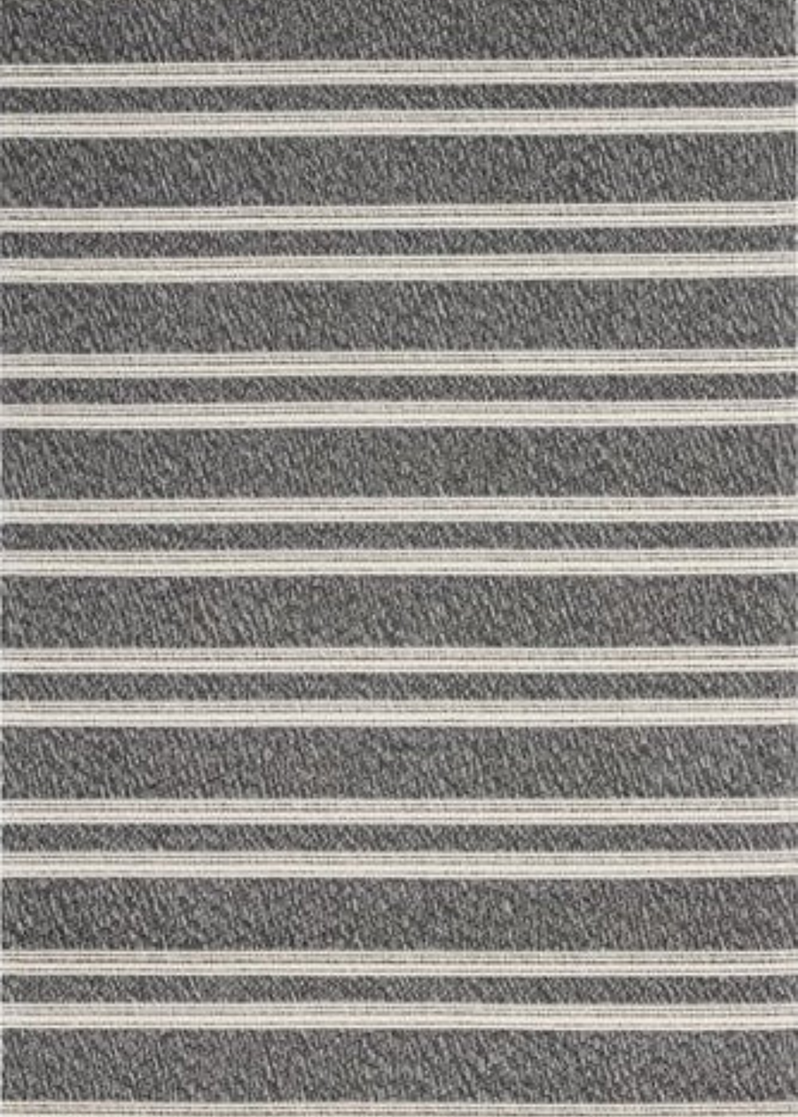 Grey Rug w/Cream Stripes