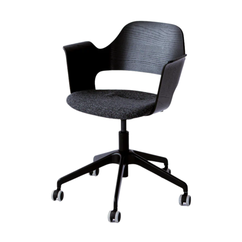 Office Chair - Black Ash Grey Cushion w/ Casters