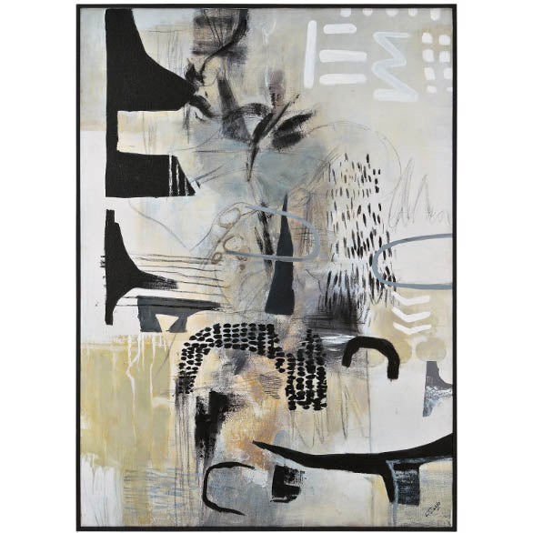 Art - Basana Black Beige & Grey Abstract Large 36" X 50" CLEARED
