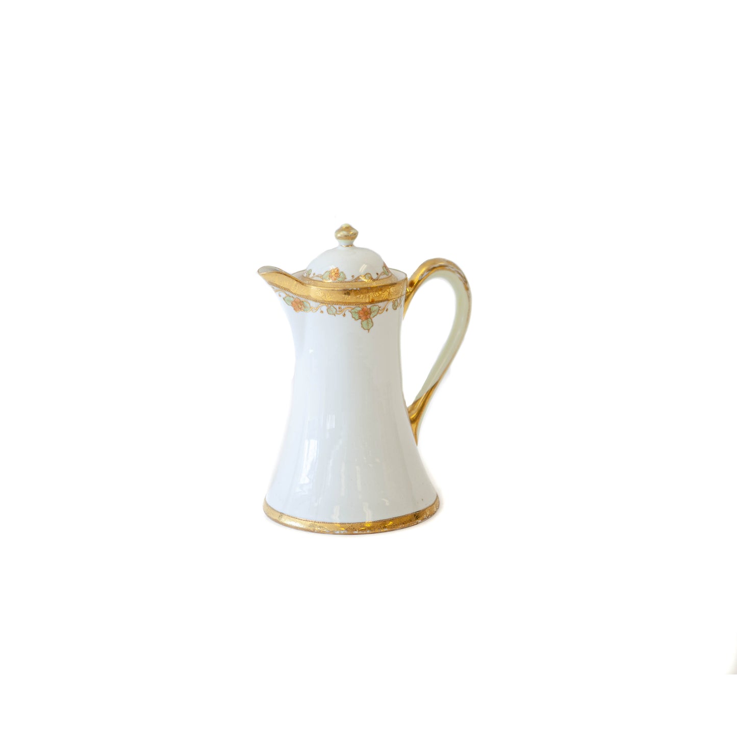 Teapot - White w/ Gold Details & Small Flowers