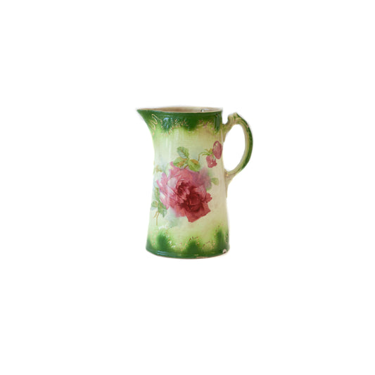 Pitcher - Ceramic Green w/ Pink Flower