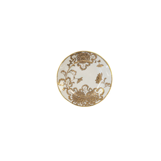 Plate - Small Porcelain White w/ Gold Flowers