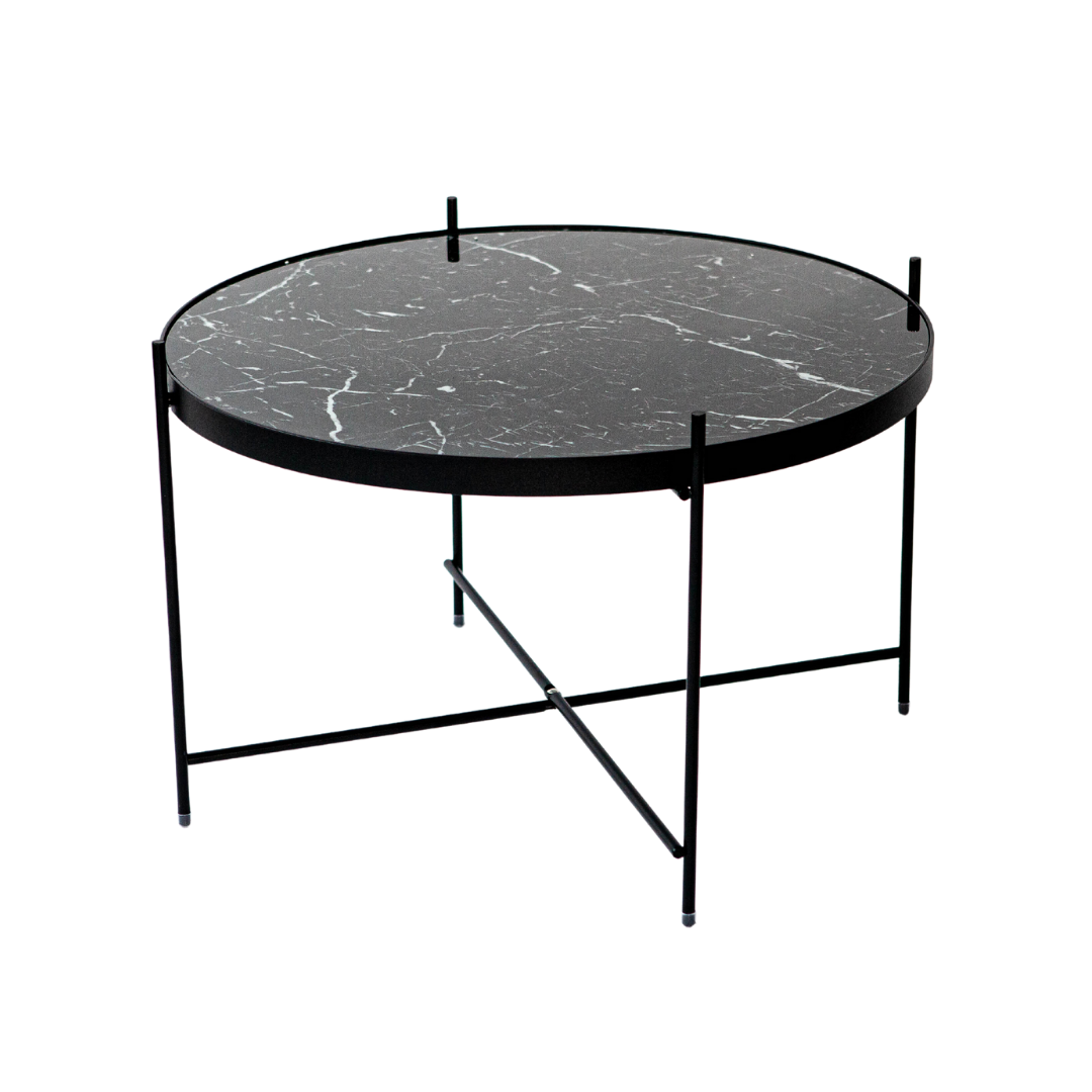 Coffee Table - Colbert Round Black w/ Marble Print