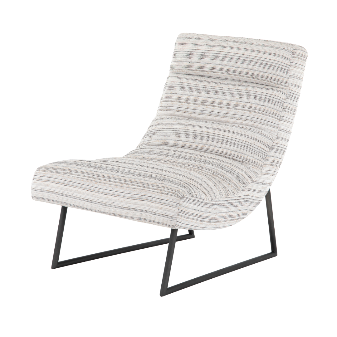 Accent Chair -  Selby Armless Grey Stripe w/ Black Legs