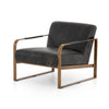 Accent Chair - Jules Charcoal Leather w/ Brass Legs