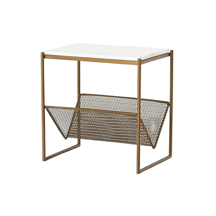 End Table - Felicity Marble w/ Brass Rack