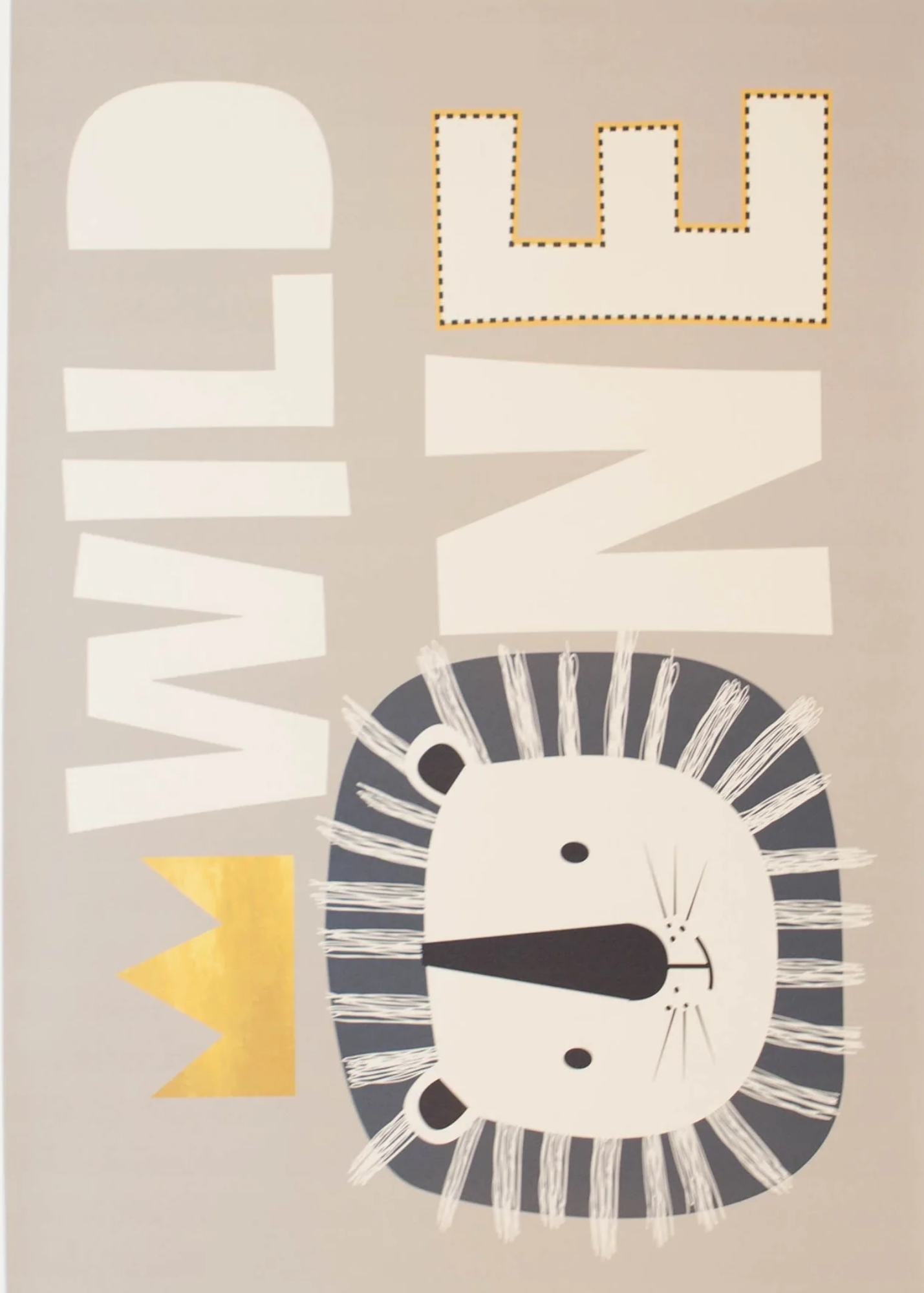 Kids Rectangle Rug in Taupe - Lion Wild One