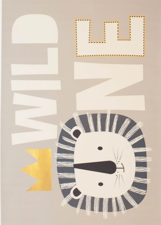 Kids Rectangle Rug in Taupe - Lion Wild One