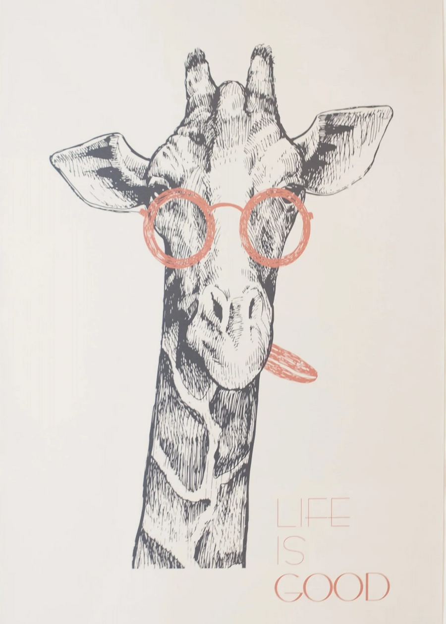 Kids Rectangle Mat - Blue and Pink Giraffe