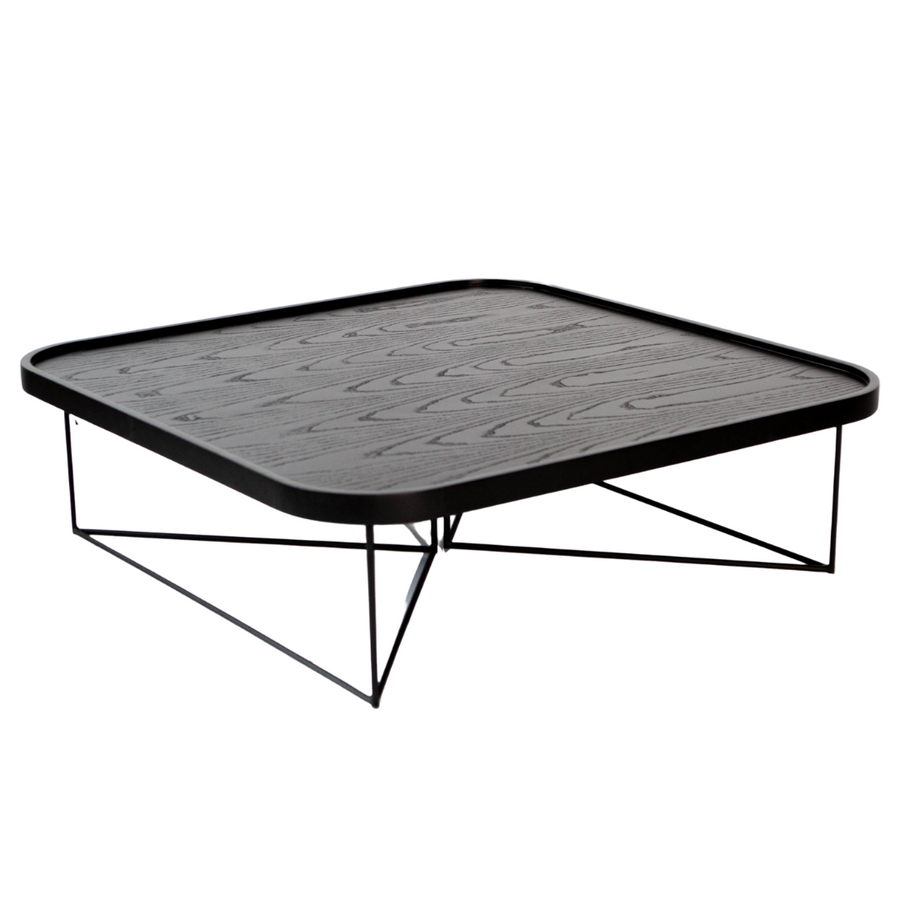 Porter Square Coffee Table w/ Black Ash & Black Base