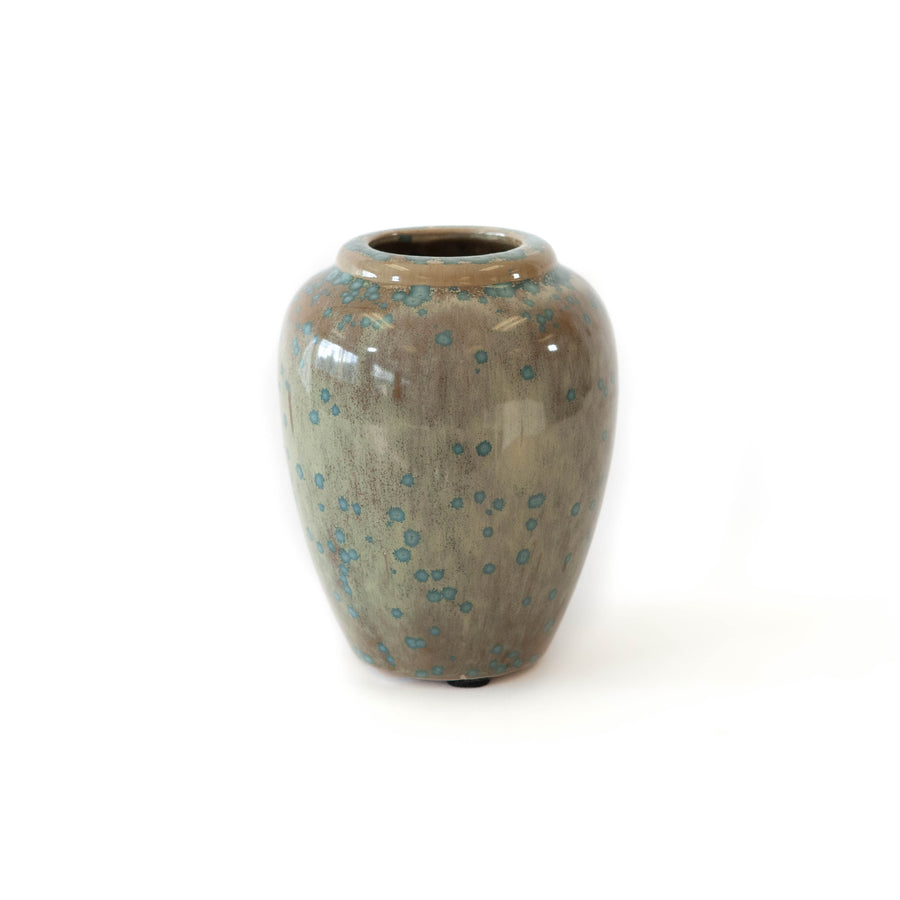 Ceramic Vase with Green and Blue Speckles