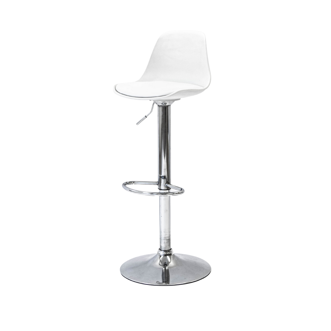 Adjustable Stool - White Stool w/ Chrome Base