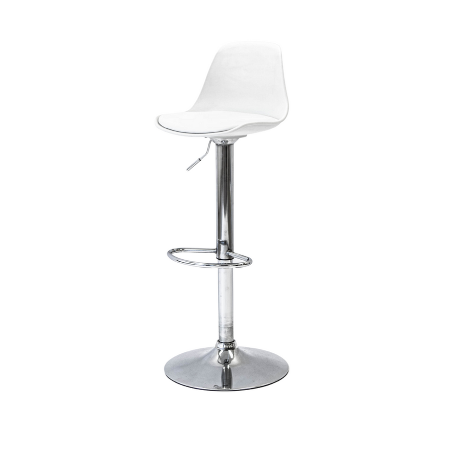 Adjustable Stool - White Stool w/ Chrome Base