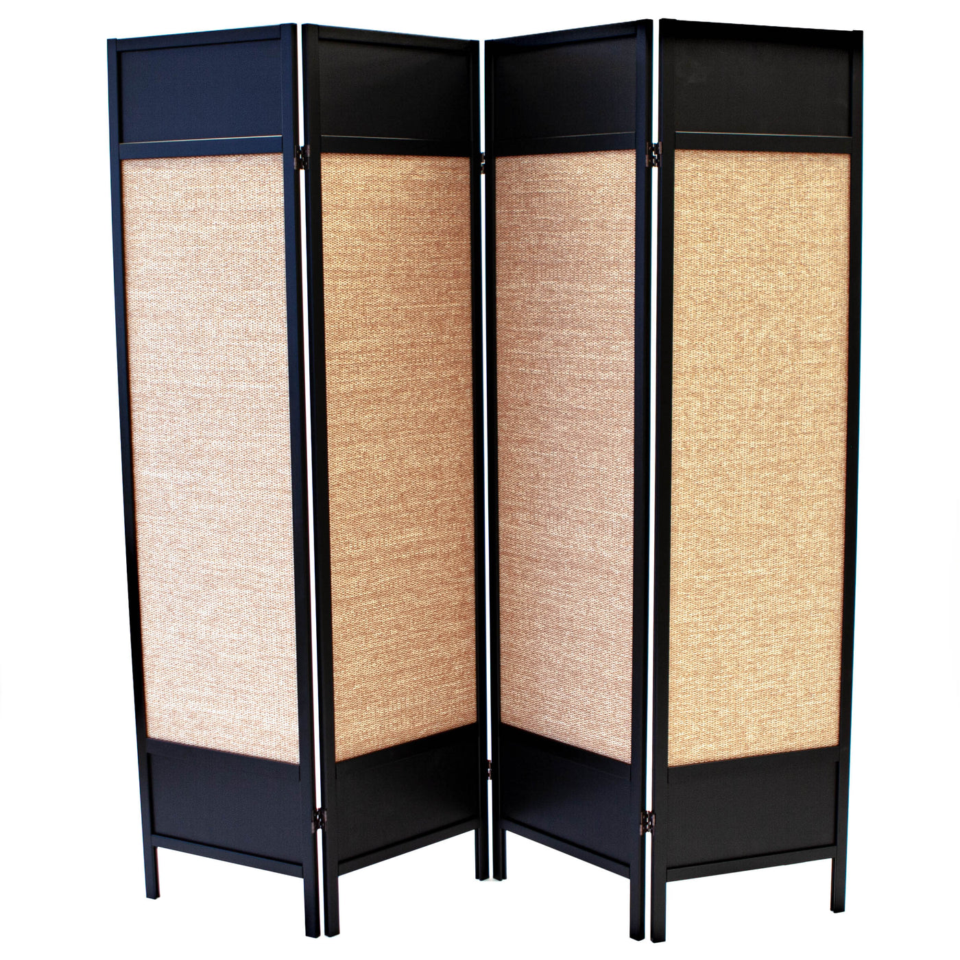 Room Divider - Jute w/ Black Accents 4 Panels