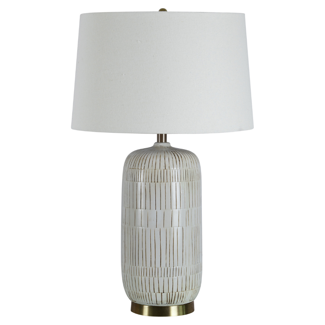 Table Lamp - Pierce Ceramic White & Brass