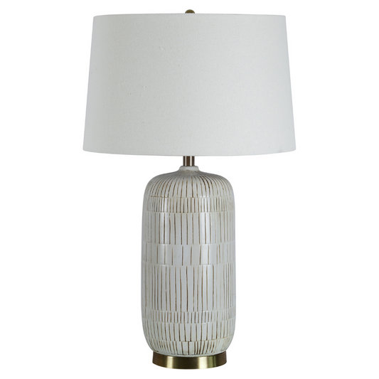 Table Lamp - Pierce Ceramic White & Brass