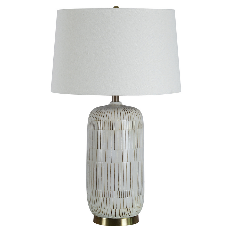 Table Lamp - Pierce Ceramic White & Brass