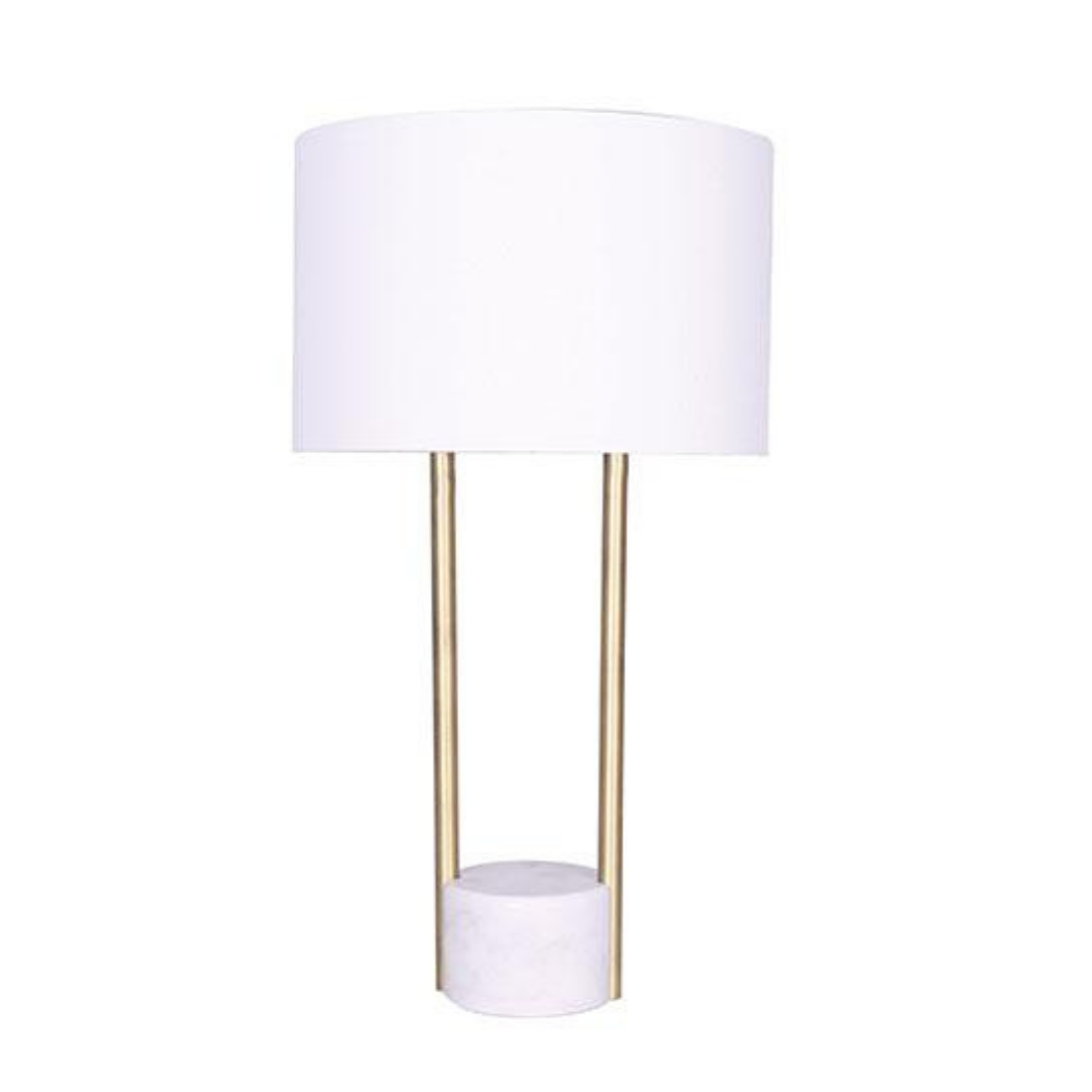 Table Lamp - Gold Cylinder Marble Base