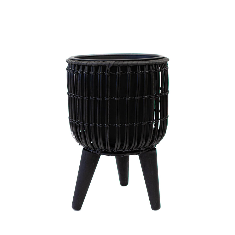 Black Wicker Pot w/ Legs