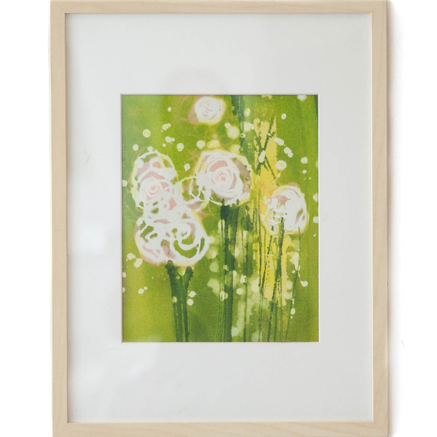 Art - Lime Green w/ Pink Roses II - SMALL - Cleared - 13" x 17"