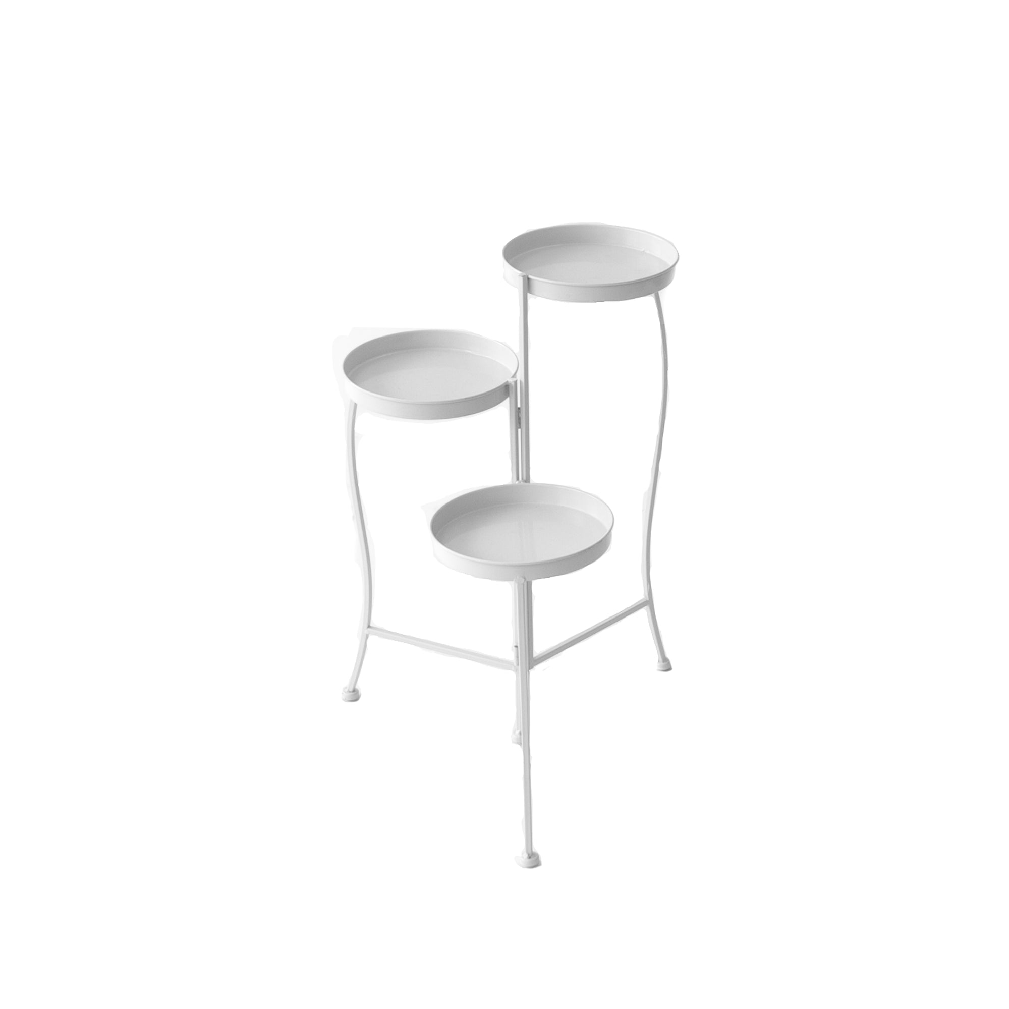 Outdoor Side Table - White Metal 3 Tier