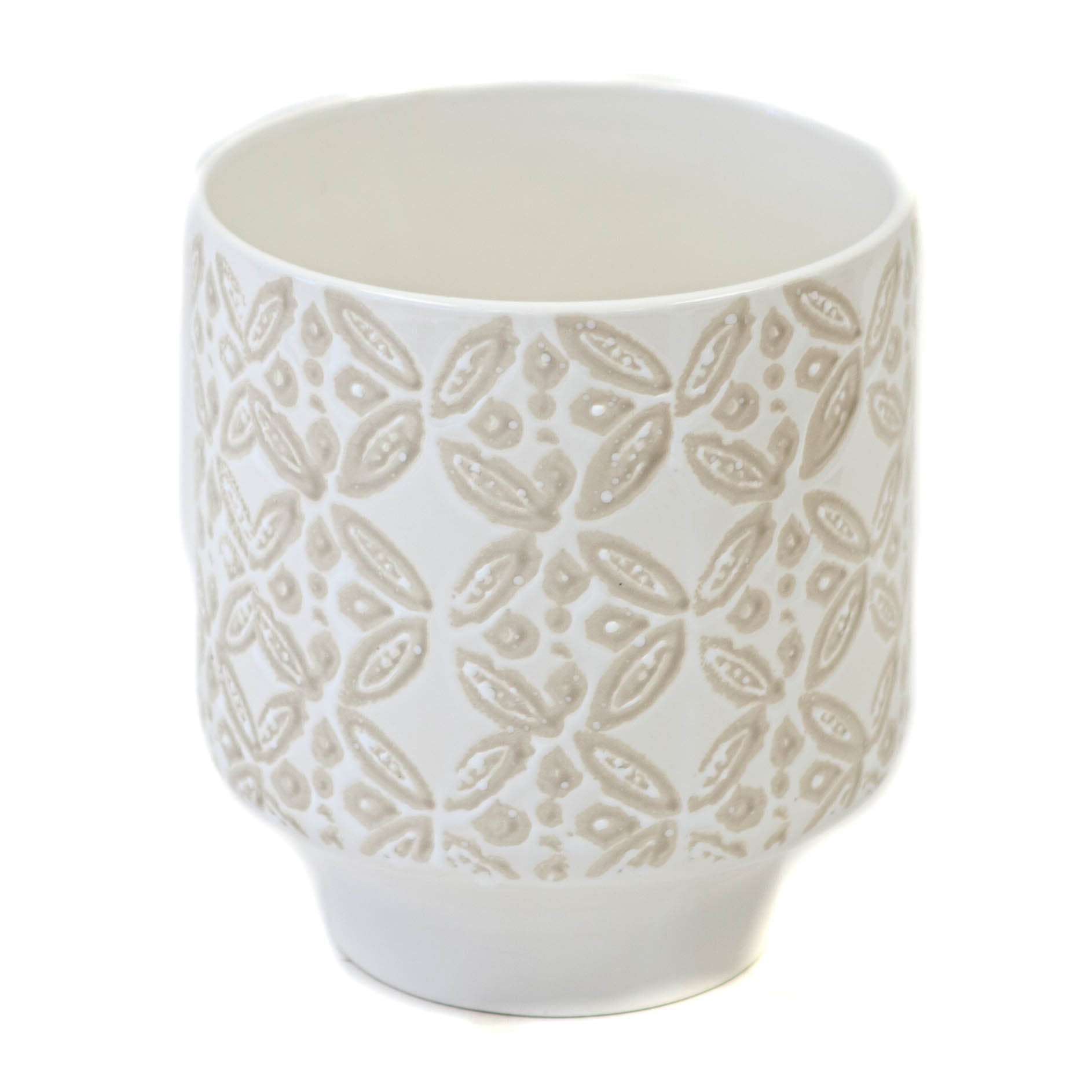 White w/ Cream Flowers