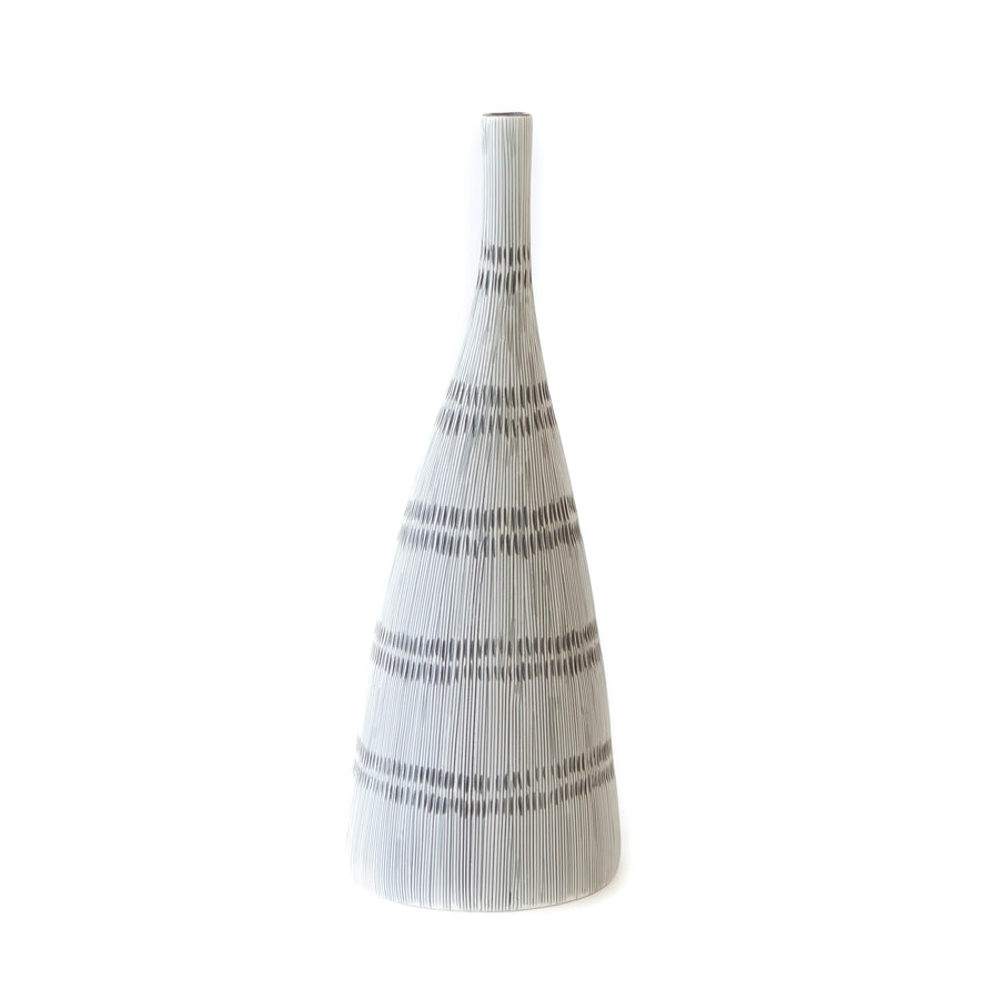 Large Cream & Grey Boho Pattern Vase