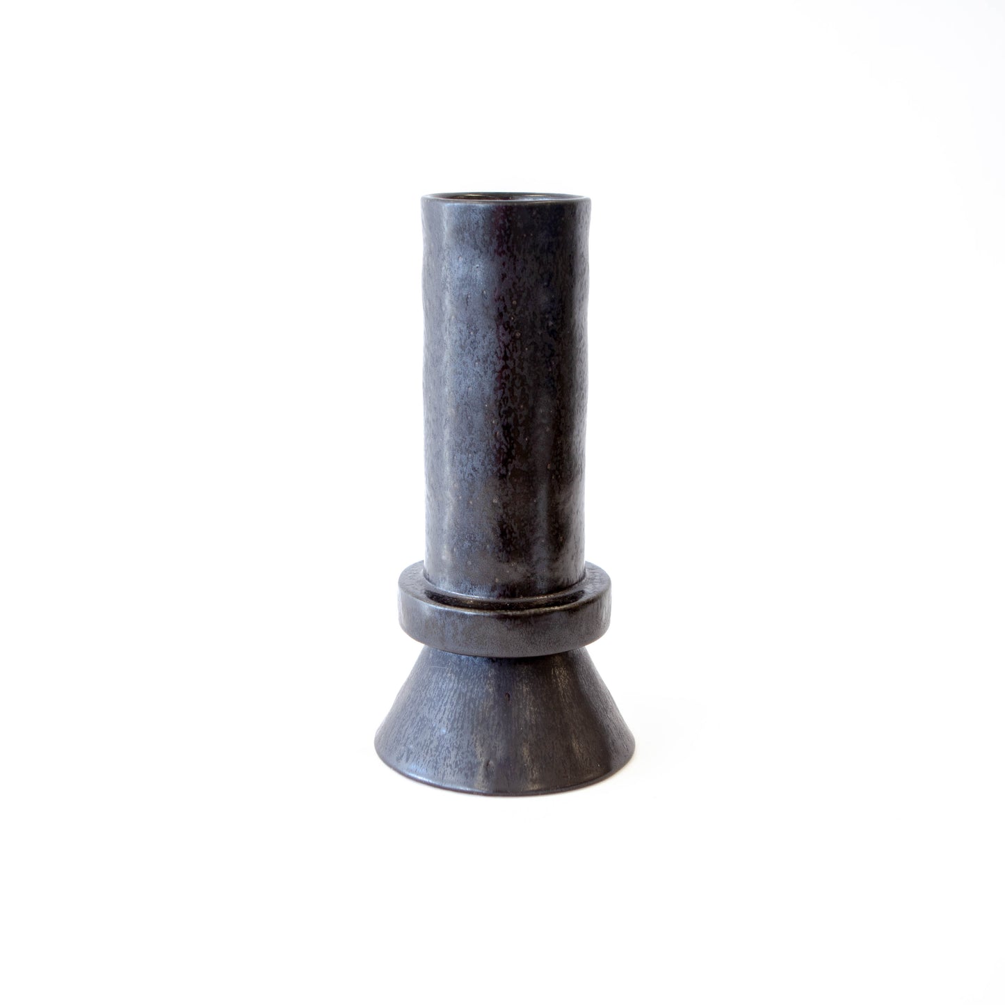 Black Brutalist Reactive Glaze Vase