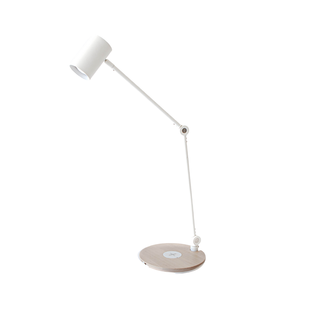 Table Lamp - White w/ Ash Wood Base Lamp