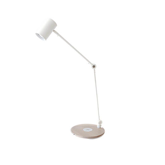 Table Lamp - White w/ Ash Wood Base Lamp