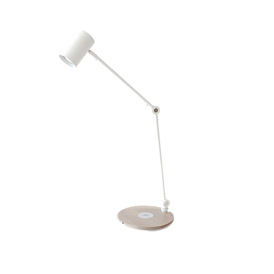 Table Lamp - White w/ Ash Wood Base Lamp