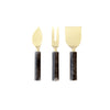 Cheese Knife Set of 3 Black Marble with Gold