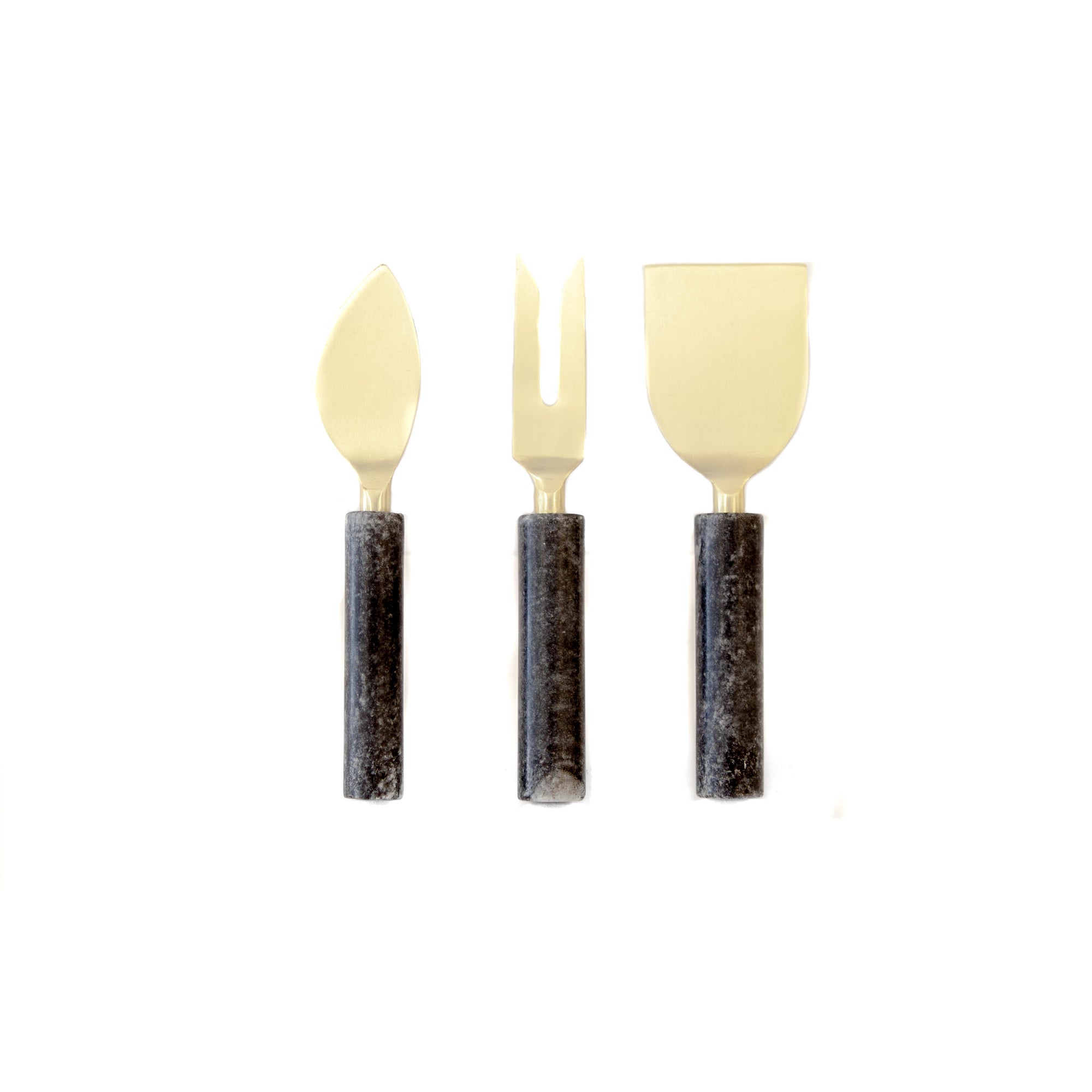 Cheese Knife Set of 3 Black Marble with Gold